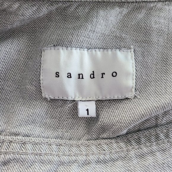 Gray & White Studded Denim Jacket 1 - Picture 6 of 7